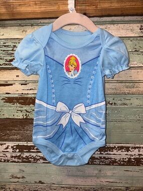 Disney Light Blue Baby Onesie with cinderella Logo